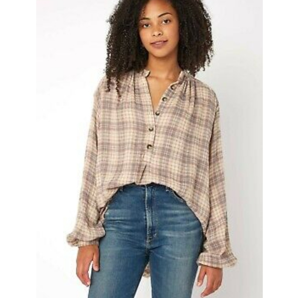 FREE PEOPLE Northern Bound Button Down Blouse EUC sz S - Picture 11 of 11